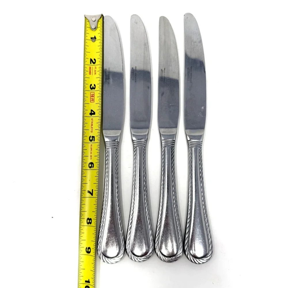 Cambridge Silversmiths Stainless Steel Carlyle Rope Edge‎ Dinner Knives Set of 4